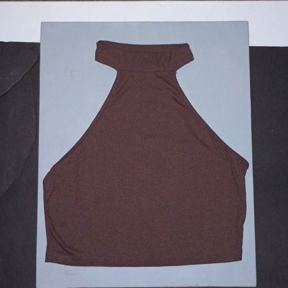 Large brown SHEIN crop turtleneck tank